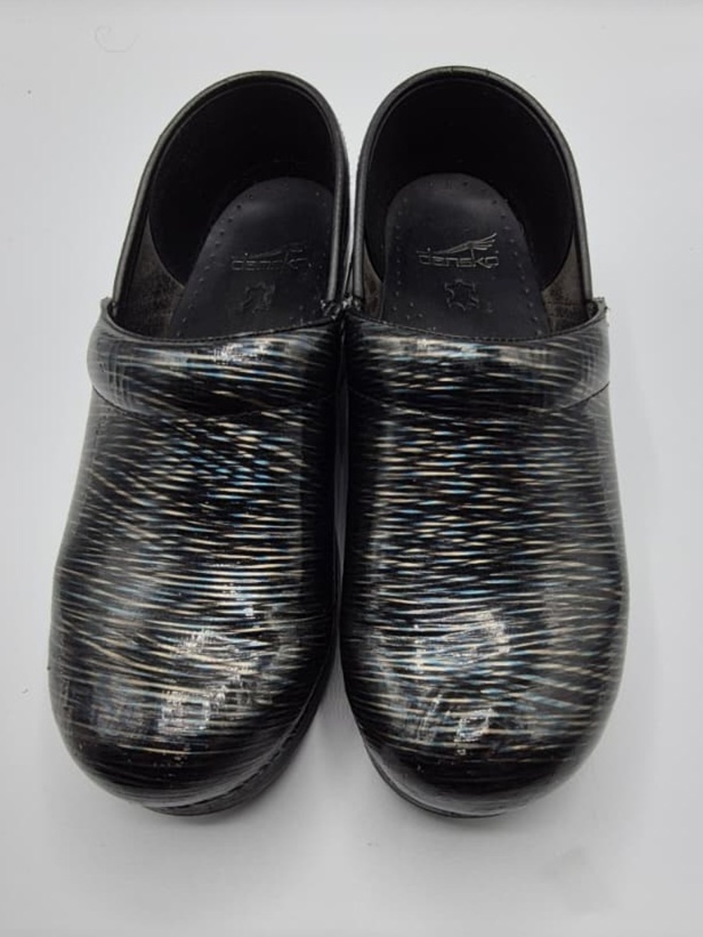Dansko Black Multi-Stripe women’s Slip-On Clogs